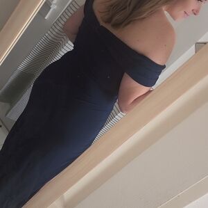 La Femme 28389 Navy Off the Shoulder Gown 12